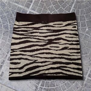 Knit Zebra Shimmer Sweater Skirt
